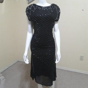 Open Back Black Beaded Short Formal Dress size XS